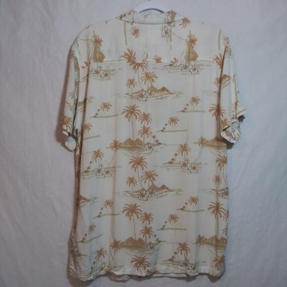 Kahuna Bay Tropical Beige Palm Tree Men's Camp Button Up Shirt Size XL - Picture 7 of 7